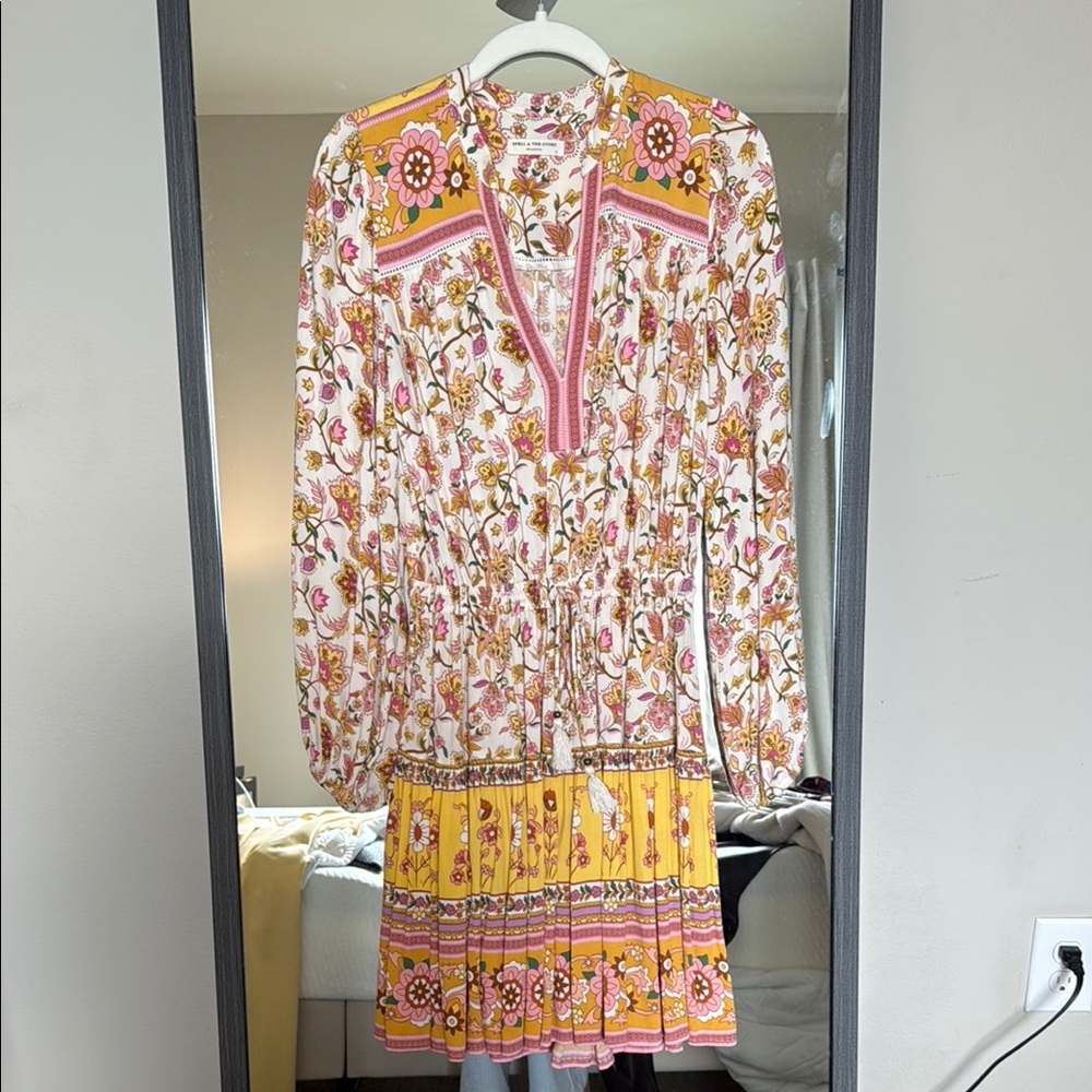Spell Orange and Yellow Long Sleeve Sundress